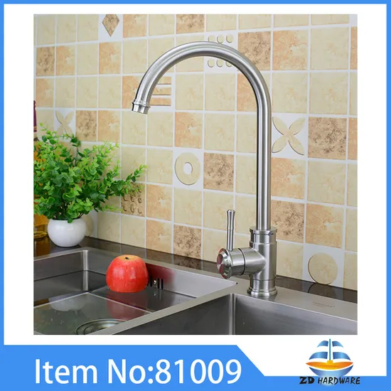 Grifos mezcladores fríos y calientes de acero inoxidable 304 con una manija, grifos para fregadero de cocina