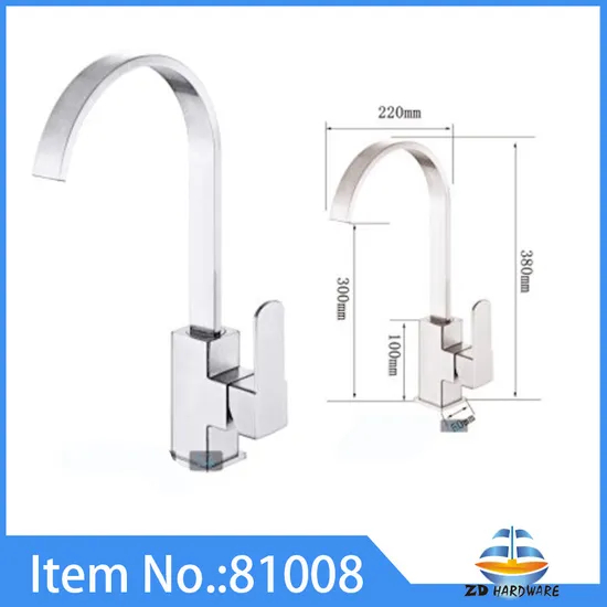 Grifos cuadrados de acero inoxidable para fregadero de cocina, grifos de baño fríos y calientes con una manija